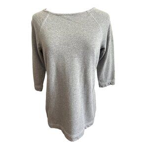 Liz Claiborne Womens Gray 3/4 Sleeve Raglan Sweatshirt M Casual Lounge Top